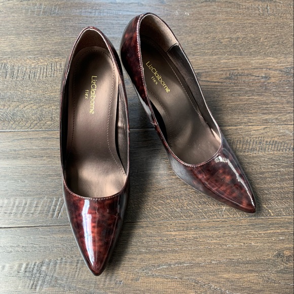 Liz Claiborne Flex Size 7.5 Burgundy 3.5 Inch High Heels - Picture 2 of 12